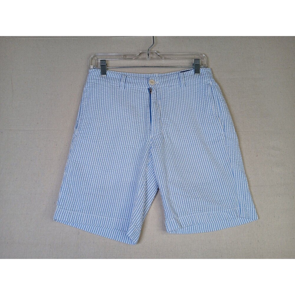 Vineyard Vines Club Seersucker Shorts Size 28 Blue White Striped 100% Cotton EUC